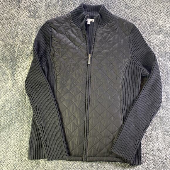 Women Croft Barrow Sweater Jacket Size M Blue Zipper Front Long Sleeve - Picture 1 of 8